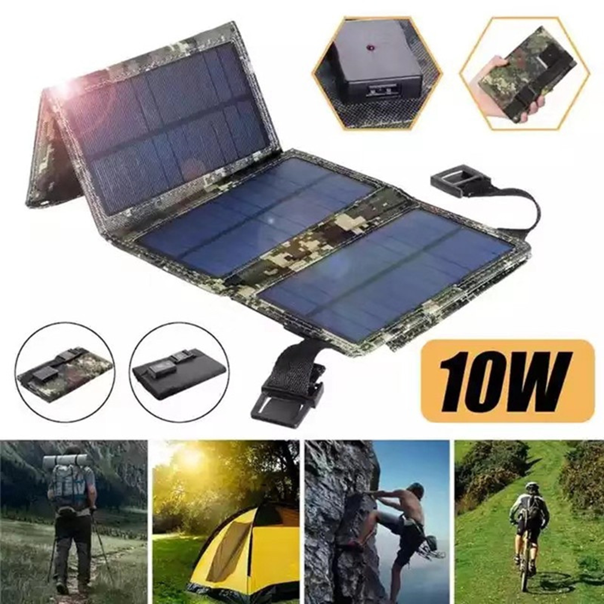 10W flytbart solcellepanel